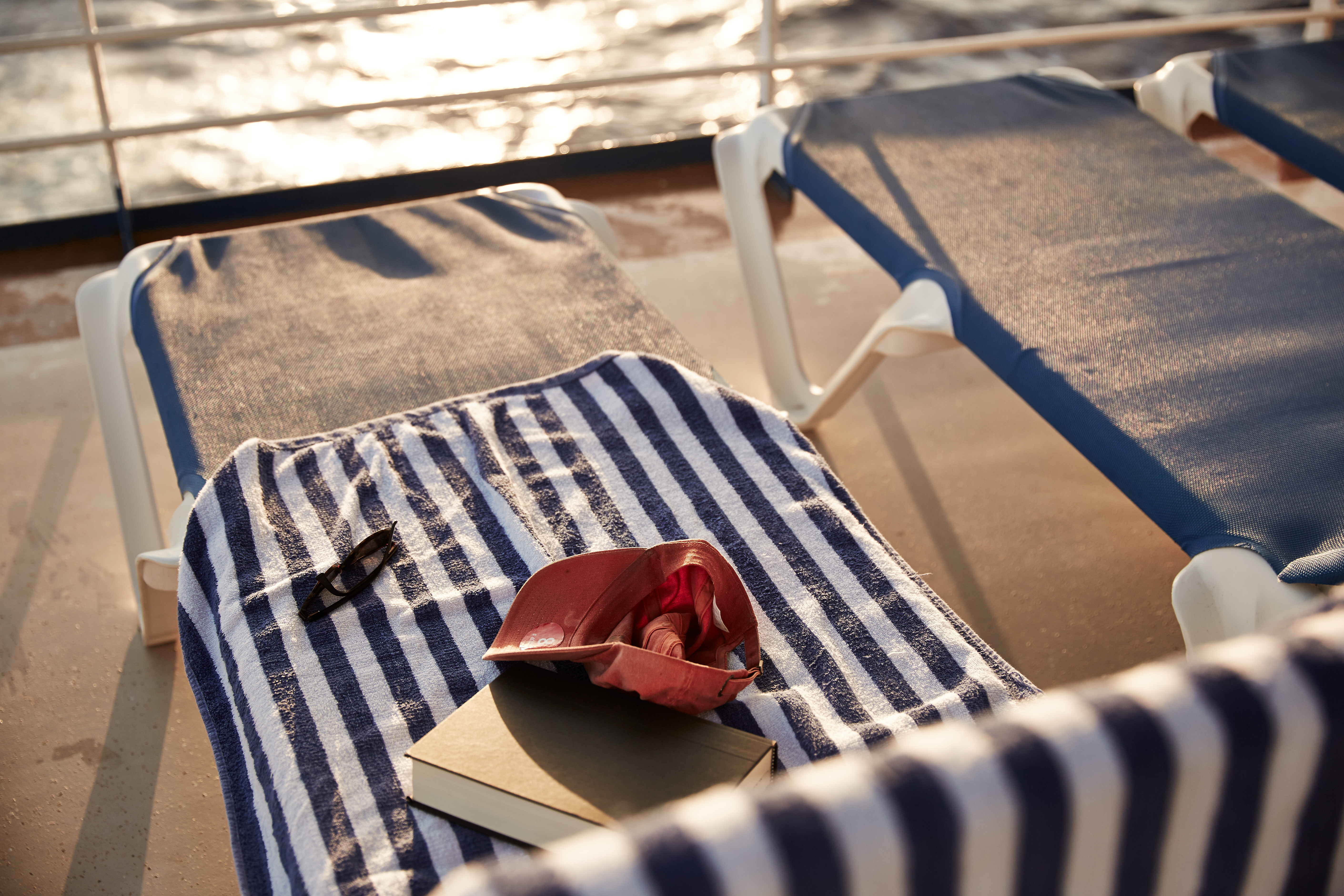 Sun lounger on cruise ship