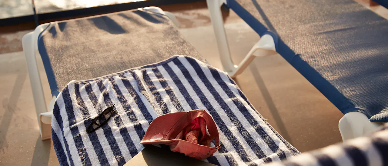 Sun lounger on cruise ship